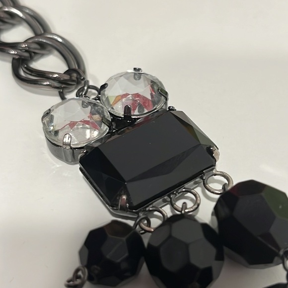 Chunky Necklace Black Enamel Multi Strand - Picture 3 of 5